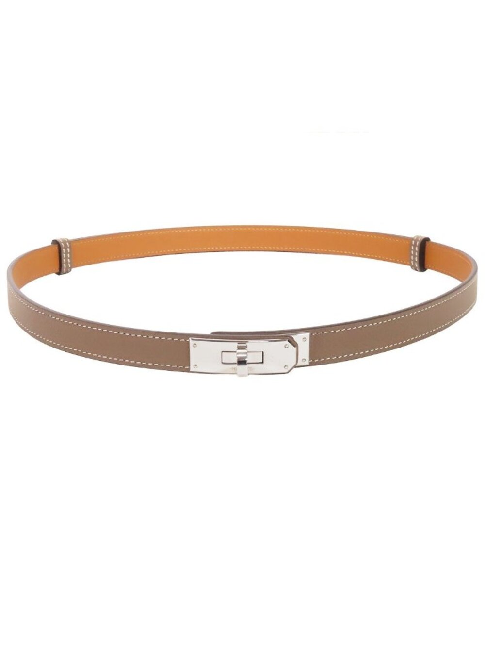 Hermes Belt Kelly 18 Etoupe Silver Epsom